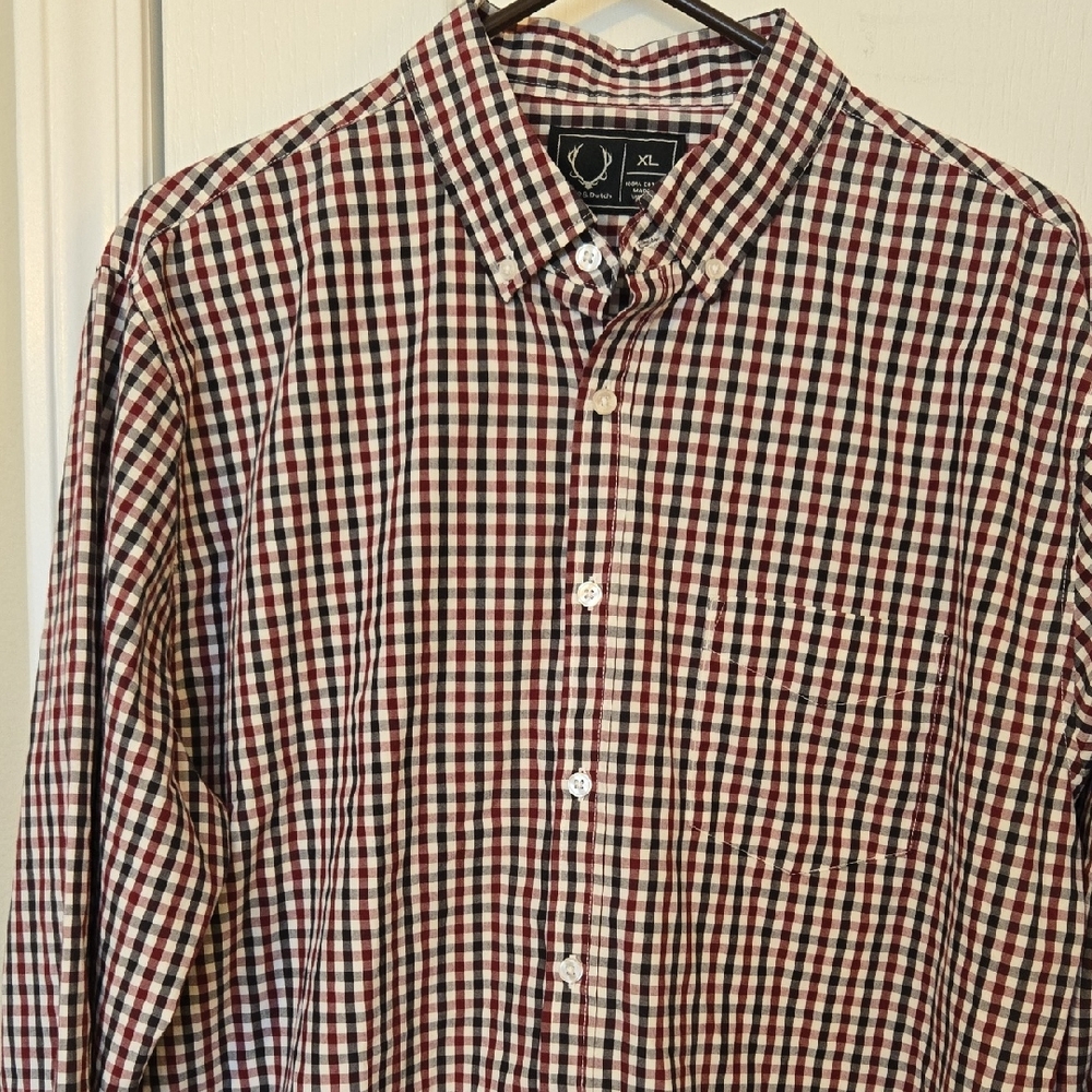 Men's Checkered Shirt - Red and Black Long-sleeve Button Down